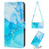 iPhone 13 mini Crossbody Painted Marble Pattern Leather Phone Case  - Blue Green