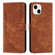 iPhone 13 mini Skin Feel Stripe Pattern Leather Phone Case with Lanyard - Brown