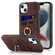 iPhone 13 mini Vintage Patch Leather Phone Case with Ring Holder  - Brown
