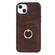 iPhone 13 mini Vintage Patch Leather Phone Case with Ring Holder  - Brown