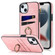 iPhone 13 mini Vintage Patch Leather Phone Case with Ring Holder  - Pink