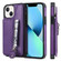 iPhone 13 mini Solid Color Double Buckle Zipper Shockproof Phone Case  - Purple
