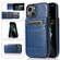 iPhone 13 mini Solid Color PC + TPU Protective Case with Holder & Card Slots  - Blue