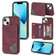 iPhone 13 mini Line Card Holder Phone Case  - Wine Red