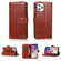 iPhone 13 mini Multifunctional Crazy Horse Texture Horizontal Flip Leather Case with 9 Card Slot & Holder & Zipper Wallet & Lanyard  - Brown