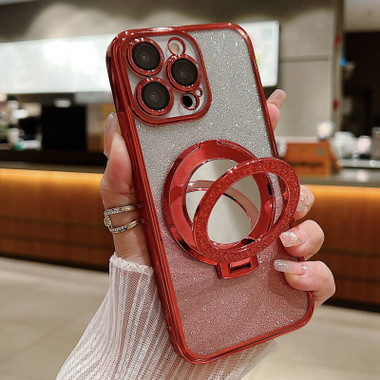 iPhone 13 Pro Max Plated Mirror Holder Gradient Glitter MagSafe Phone ...