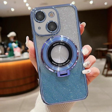iPhone 13 Electroplated Holder Gradient Glitter MagSafe Phone Case - Blue