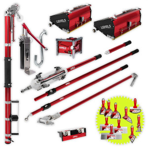 Automatic Taper, 10/12" MEGA Flat Boxes, 3" Corner Finisher, MiniShot, Pump, Roller, Std. Handles Automatic Taper, 10/12" MEGA Flat Boxes, 3" Corner Finisher, MiniShot, Pump, Roller, Std. Handles