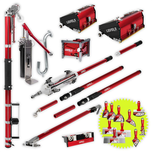 Automatic Taper, 7/10" MEGA Flat Boxes, 3" Corner Finisher, MiniShot, Pump, Roller, Ext. Handles