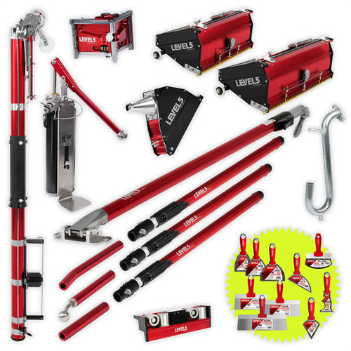 Automatic Taper, 10/12" MEGA Flat Boxes, 3" Corner Finisher, Angle Box, Pump, Roller, Ext. Handles