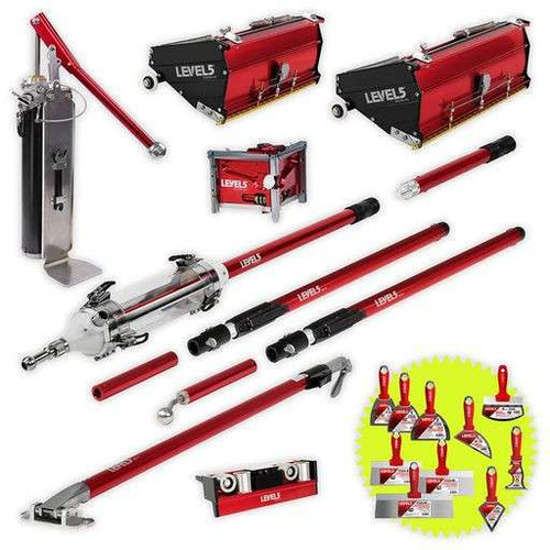 MEGA flat finishing boxes with extendable handles, compound pump and MiniShot compound tube.