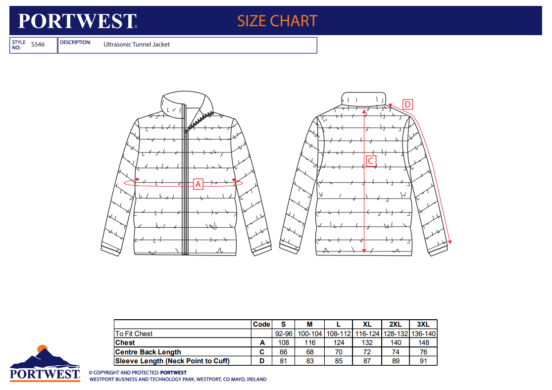 PortWest Ultrasonic Tunnel Jacket (S546) - NightGear