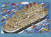 Yanoman 05-1027 Jigsaw Puzzle Hiro Kamigaki Illustration The Beginning is A Luxury Cruise Ship (500 Pieces)