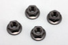  Yokomo ZC-N4FBKA Flanged Nut (Black 4 Pieces) 4mm / Aluminum Serration 