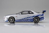 Aoshima 1/24 Movie Mecha No.WS-02 Fast & Furious R34 Skyline GT-R Plastic Model