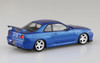 Aoshima RakuPla Snap Car Nissan R34 Skyline GT-R Custom Wheels Bayside Blue Plastic Model