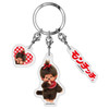 HASEPRO Monchhichi Three Linked Acrylic Keychain Two Monchhichi Chan Brown
