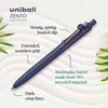 Uniball Zento Liquid Gel Ink Retractable Pen Medium Muted Barrel Black Ink 12 Pens