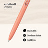 Uni Ball Zento Gel Ink Roller Ball Pen, 5 Black Medium Smooth Writing Pens, Colored Japanese Pen, Dawn Color