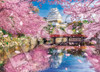 Jigsaw Puzzle - Japanese Scenery Mystic View Himeji Castle With Dancing Cherry Blossoms With Glue With Spatula With Poin (500 Pieces)