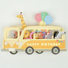 Greeting Life Birthday Card Party Bus Animal EC 35 Yellow