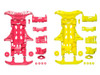 Tamiya 95356 Mini 4WD Fluorescent Chassis Set VS Chassis (Pink/Yellow)