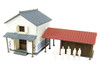 Sankei MP01-142 Japanese Storehouse B 1/220 Z Scale Paper Kits