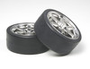 Tamiya 53960 (OP960) 6 Spoke Plated Wheels with Drift Tire Type D 26mm O/S+2