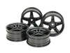Tamiya 54853 (OP1853) 24mm Med-Narrow 5 Sp Wheels Black/Offset +2 (4pcs)