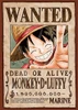 Ensky Jigsaw Puzzle 208-034 Wanted Poster One Piece Monkey D. Luffy (208 Pieces)