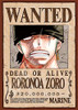 Ensky Jigsaw Puzzle 208-035 Wanted Poster One Piece Roronoa Zoro (208 Pieces)