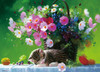 Beverly 66-183 Jigsaw Puzzle Sleepy Kitten Under Flowers (600 Pieces)