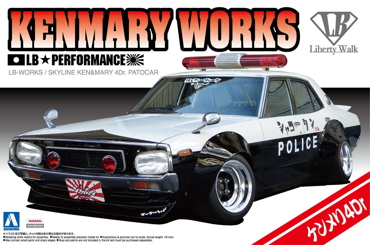 Aoshima Liberty Walk 1/24 Nissan Skyline Kenmary Works 4Dr Police Car  Plastic Model