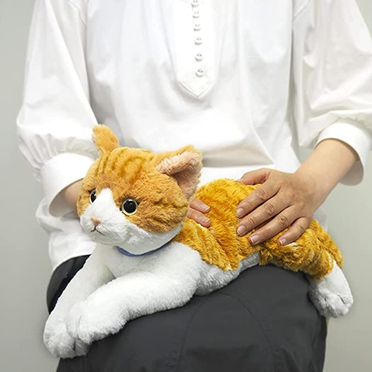 Plush Doll Hiza Neko Chashiro(White/Brown) Cat Size M