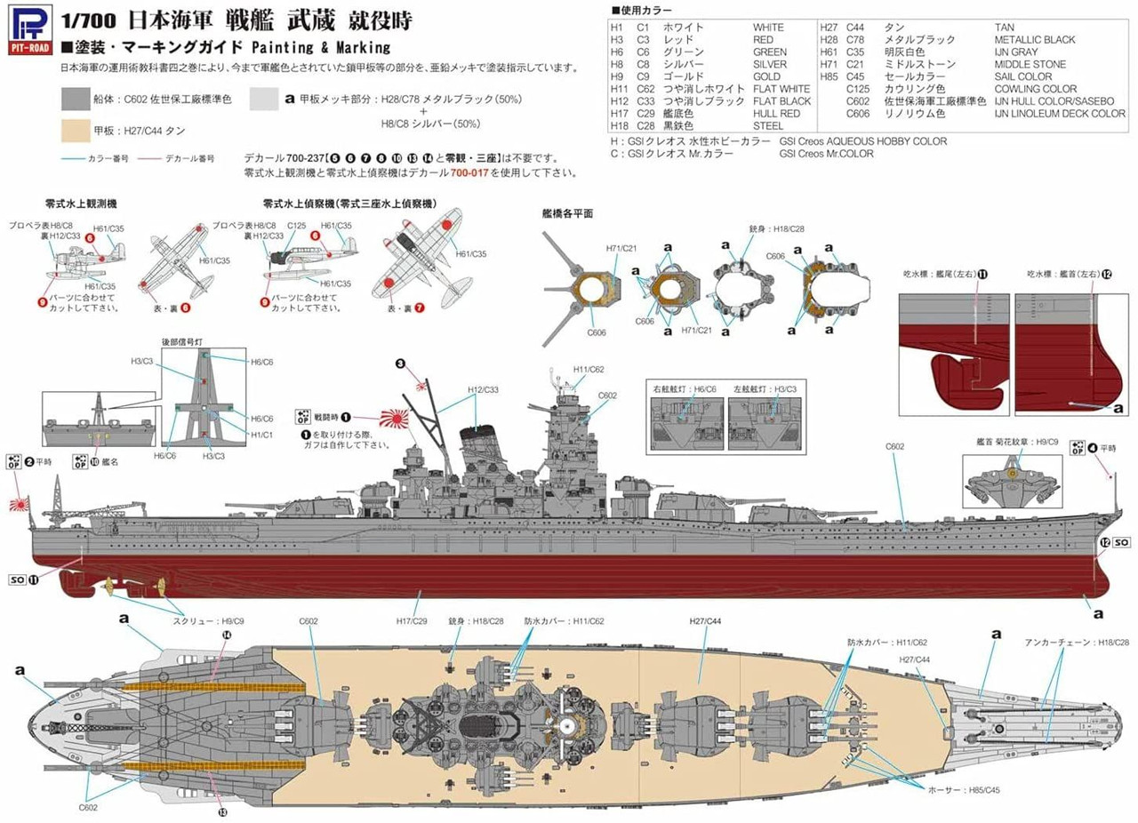 スカイピース はっぴ Skywave 1/700 Japanese Navy Battleship Musashi Commissioned