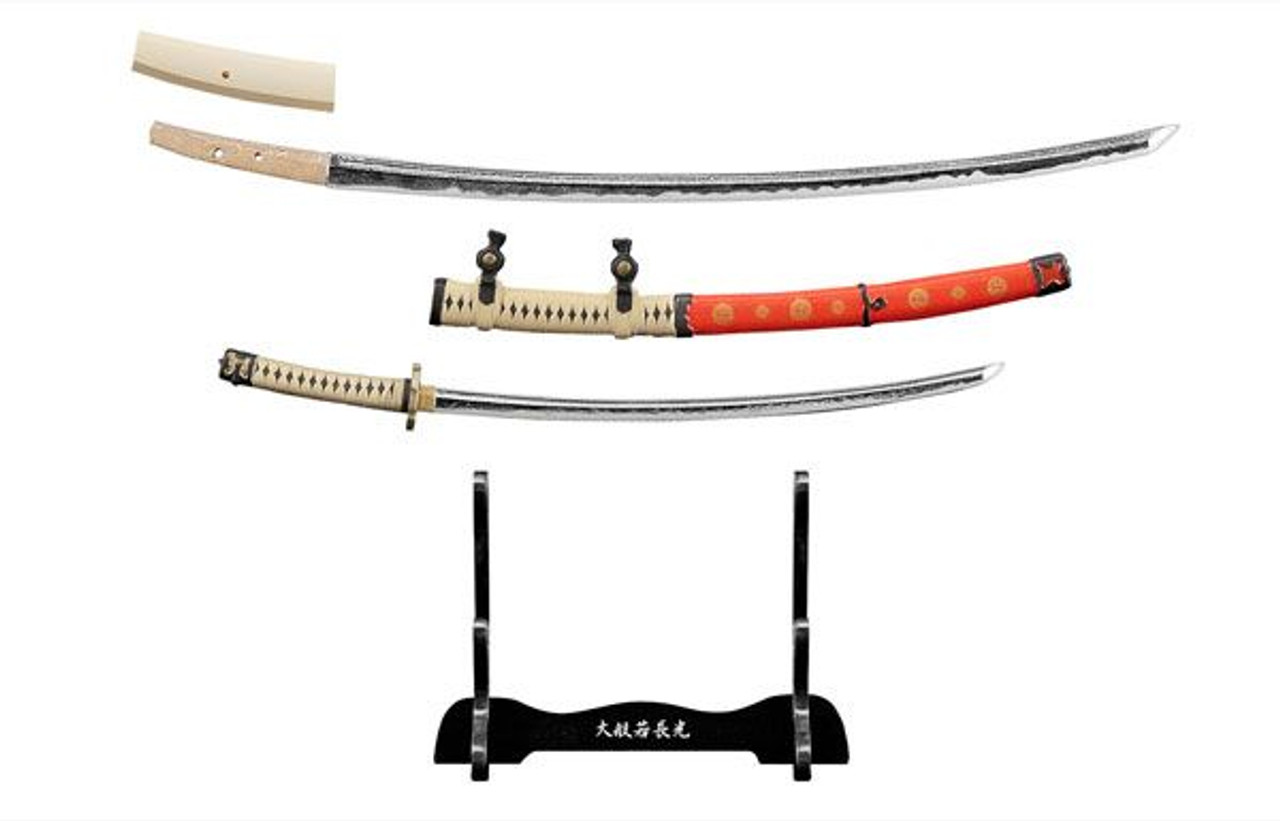 Ghost Katana 3-Piece Carbon Steel Sword Set with Display Stand