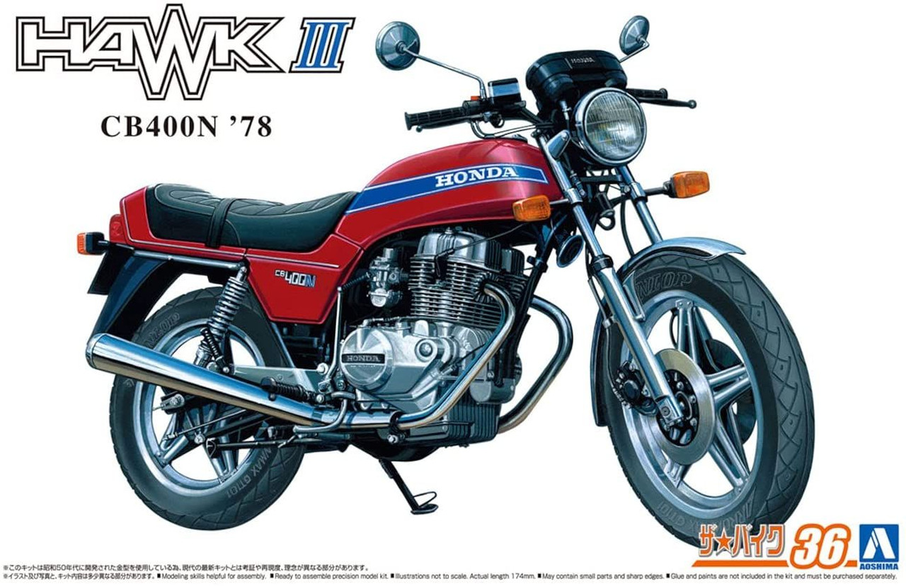 Aoshima Bike No.36 1/12 Honda CB400N Hawk-III '78 Plastic Model