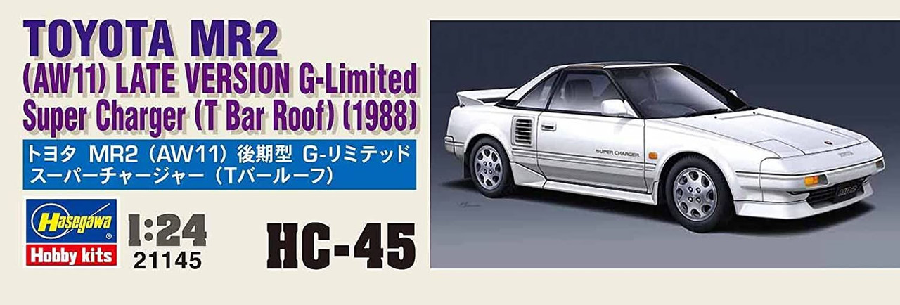 Hasegawa 1/24 Toyota MR2 AW11 Late Model G-Limited Super Charger T-Bar Roof  Plastic Model