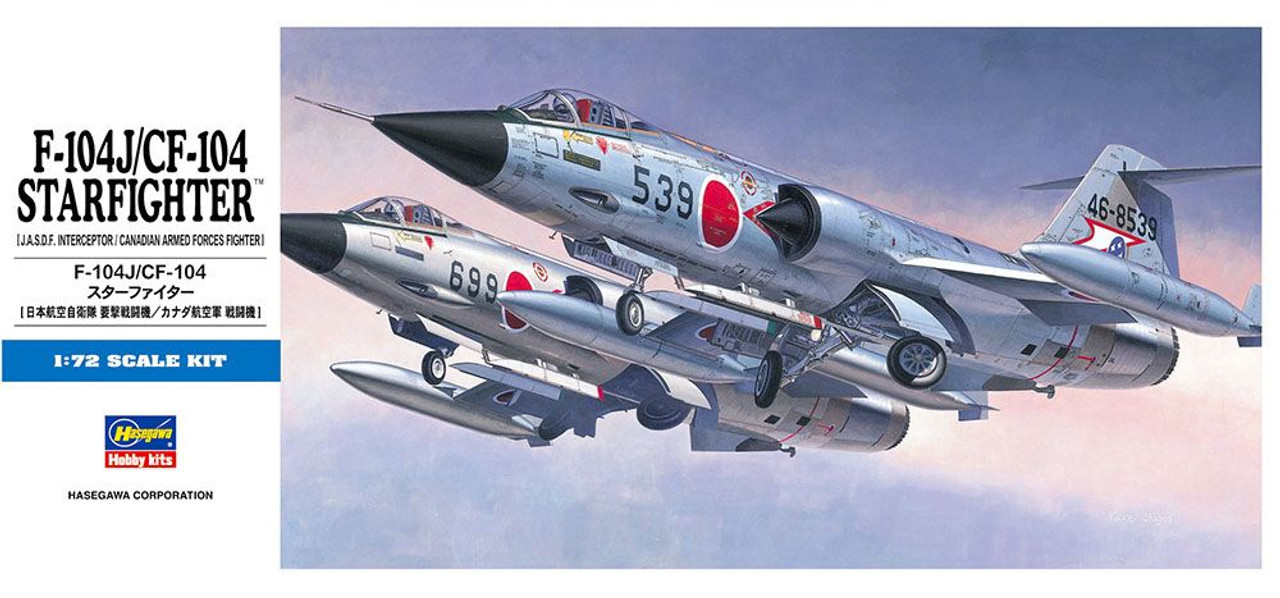 Hasegawa 1/72 F-104J/CF-104 Starfighter (J.A.S.D.F Interceptor / Canadian  Armed Forces Fighter) Plastic Model
