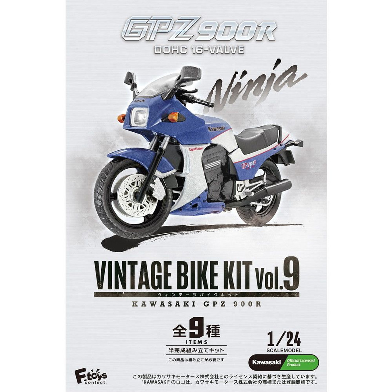 F-toys 1/24 Vintage Bike Kit 9 Kawasaki GPZ 900R 10pcs Complete Box