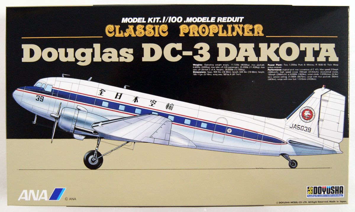 Douglas DC-3 Dakota ANA 1/100 Scale Plastic Model