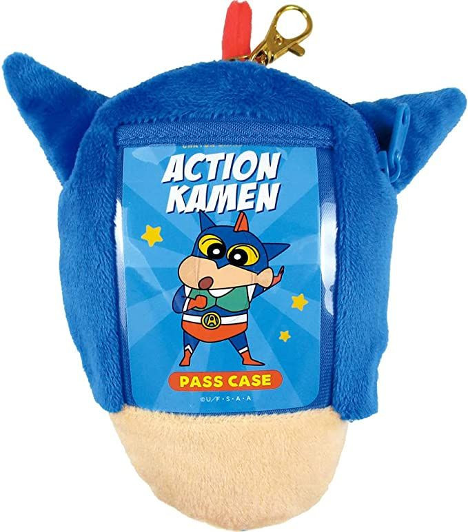 Action Mask Crayon Shin-chan Plush Toy Pass Holder with Reel Action Mask