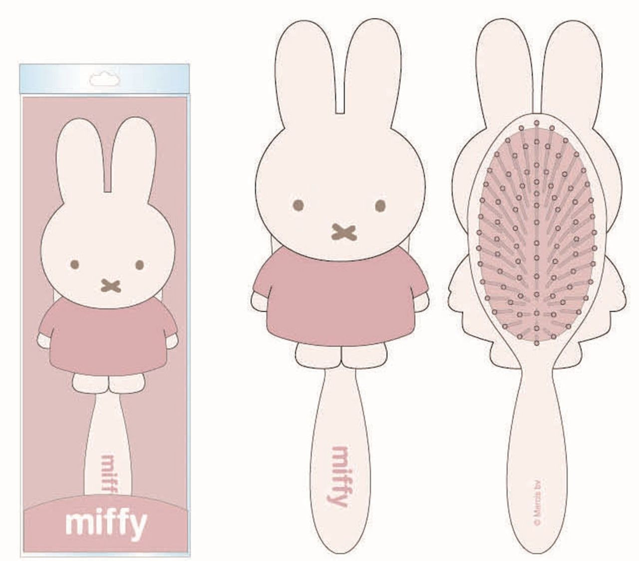 Miffy Die-Cutting Hairbrush Pink