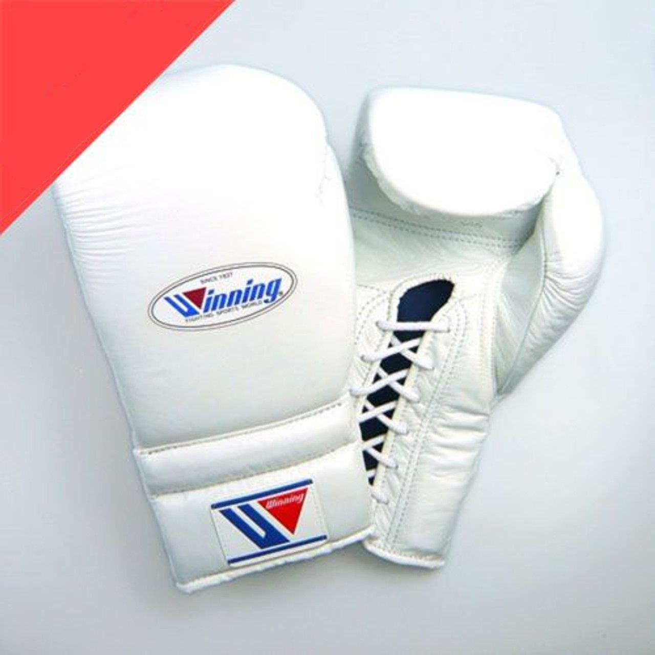 Boxing Gloves MS-600 Lace Up Pro Type 16 oz White (Made in Japan)