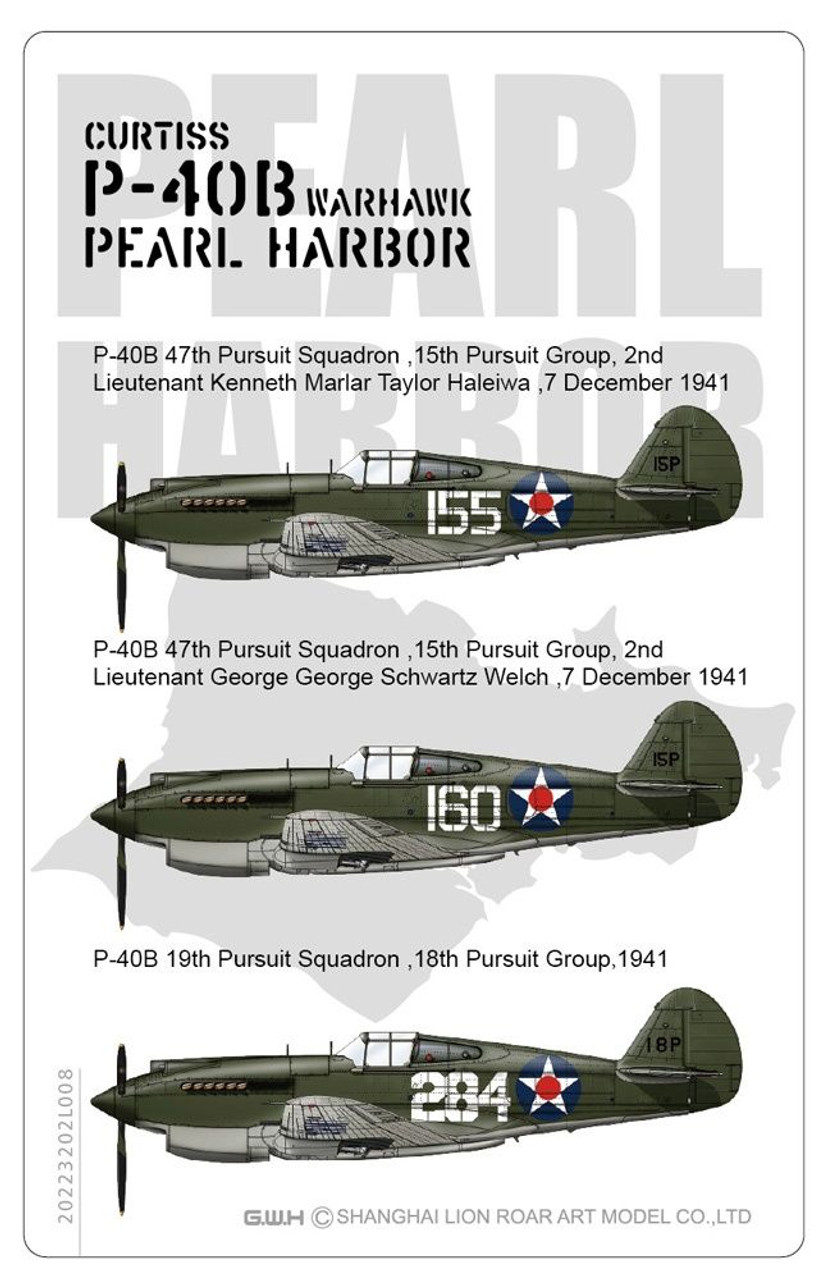 1/32 P-40B Pearl Harbor Curtiss Warhawk Plastic Model