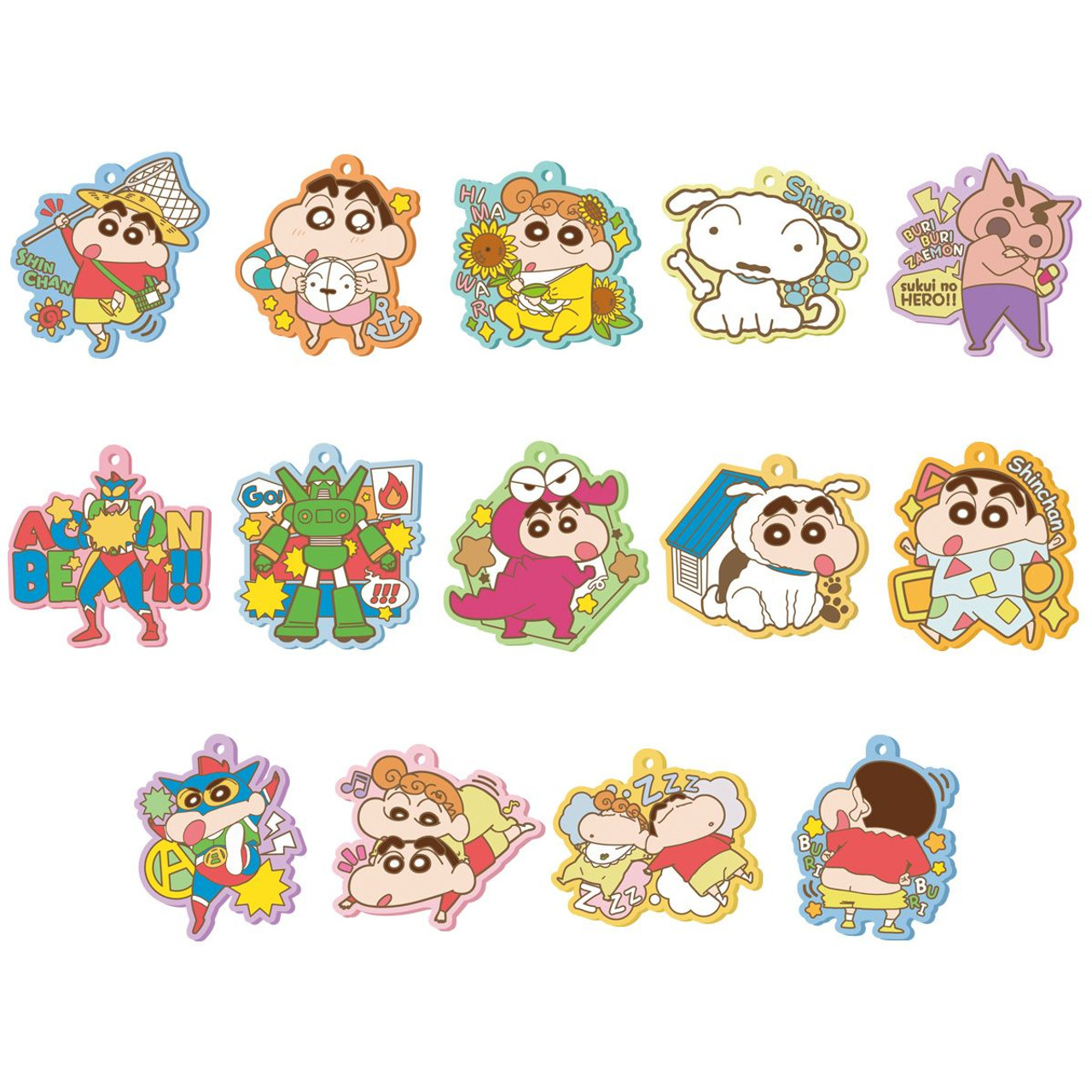 Bandai Candy Crayon Shin-chan Rubber Mascot Key Chain Collection 12Pcs Box