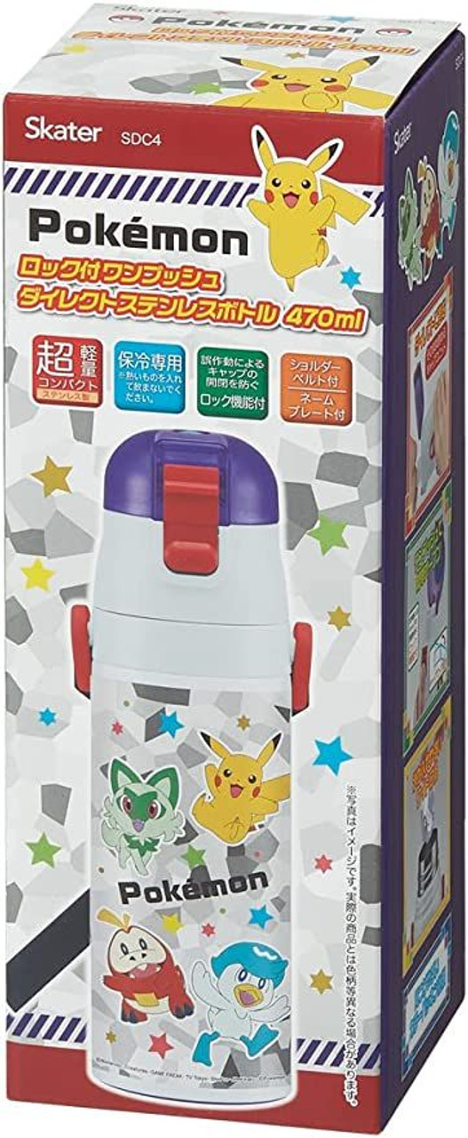 Skater 530ml Pokemon Straw Water Bottle w/ One Push - Japan