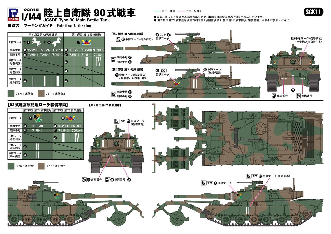 1/144 JGSDF Type 90 Main Battle Tank Plastic Model