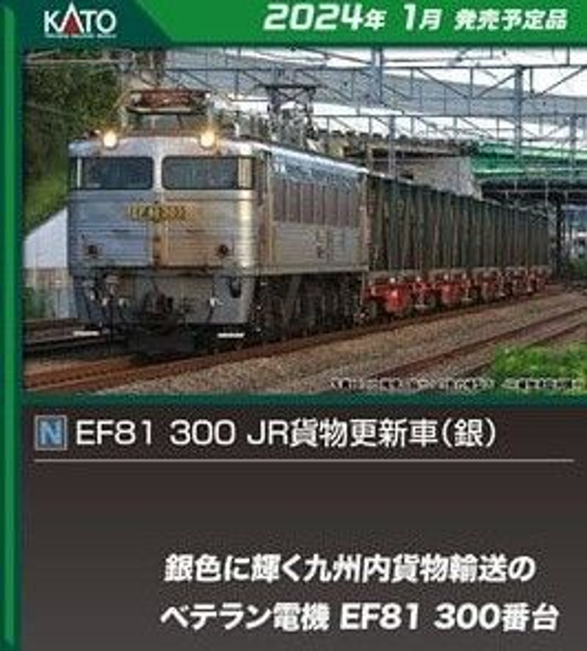 Kato 3067-3 Electric Locomotive Type EF81-300 JR Freight Renewal Car  (Silver) (N scale)