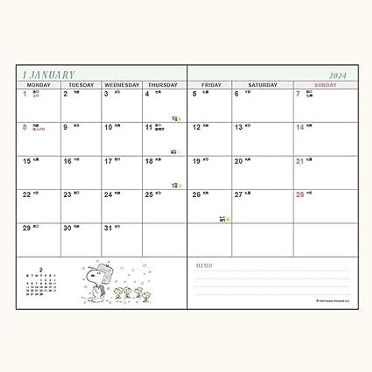 B6 Schedule Book Daily Planer 2024 - Snoopy